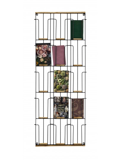 Porte-cartes en métal noir et bois – 15 emplacements – Madam Stoltz