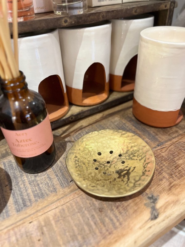 Porte-savon en laiton doré fait main, artisanat marocain