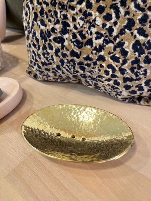 Porte-savon en laiton doré fait main, artisanat marocain