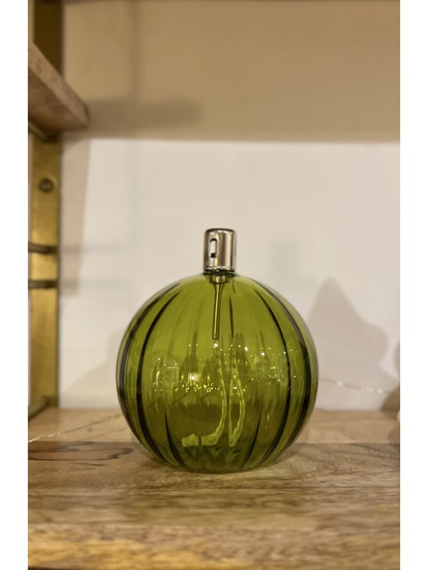 Lampe à huile sphère verte striée Bazardeluxe