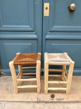Tabouret en bois et corde 40 cm