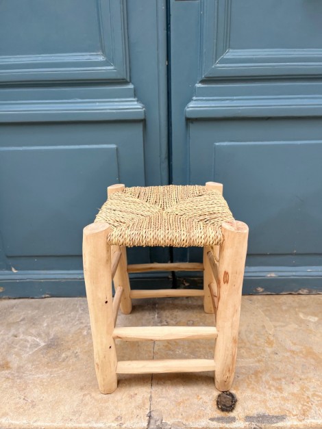 Tabouret en bois & doum 40 cm
