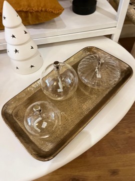 Plateau en métal doré martelé