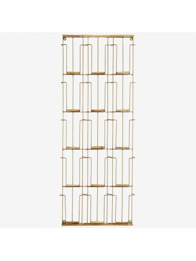 Porte-cartes en laiton et bois – Madam Stoltz – 37 x 93 cm 15 emplacements