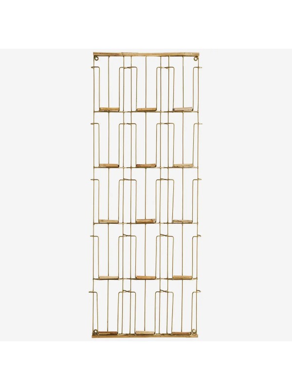 Porte-cartes en laiton et bois – Madam Stoltz – 37 x 93 cm 15 emplacements