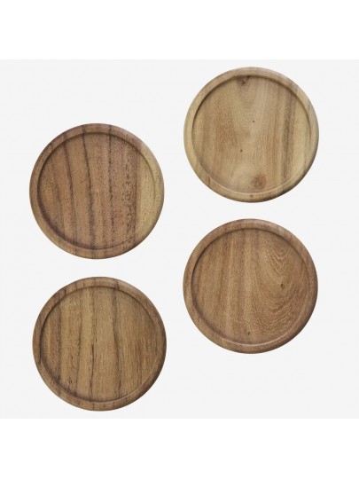 Lot de 4 sous-verres en bois d’acacia – Madam Stoltz – Ø 10 cm