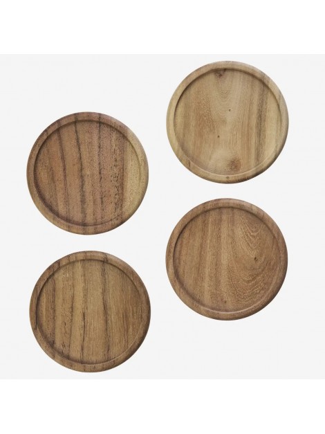 Lot de 4 sous-verres en bois d’acacia – Madam Stoltz – Ø 10 cm