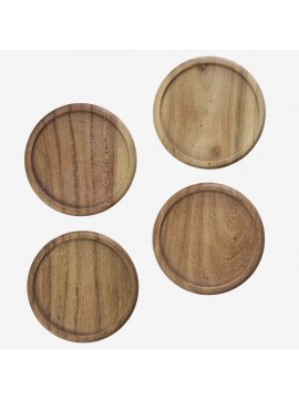 Lot de 4 sous-verres en bois d’acacia – Madam Stoltz – Ø 10 cm