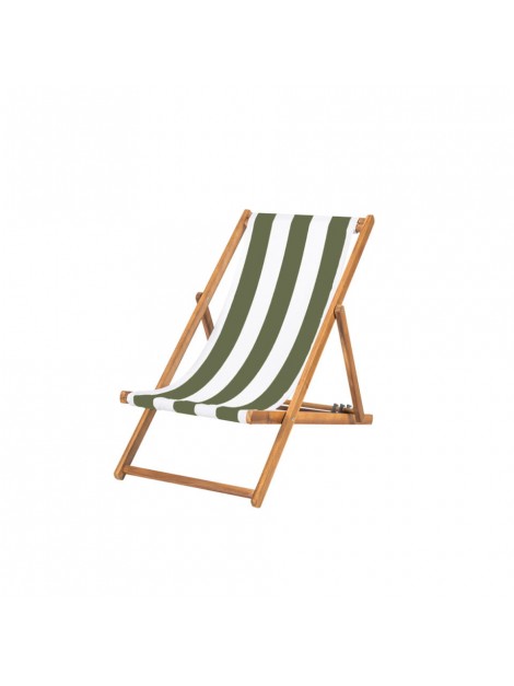 Chilienne Riviera rayée blanche et kaki – bois de Teck - Haomy