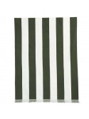Serviette de plage Porto Haomy – Coton doux, rayé blanc et kaki 90x170 cm