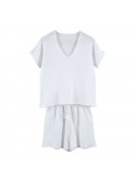 Ensemble pyjama short Symi Haomy blanc S/M ou L/XL