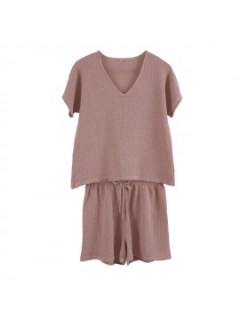 Ensemble pyjama short Symi Haomy - Lin et coton