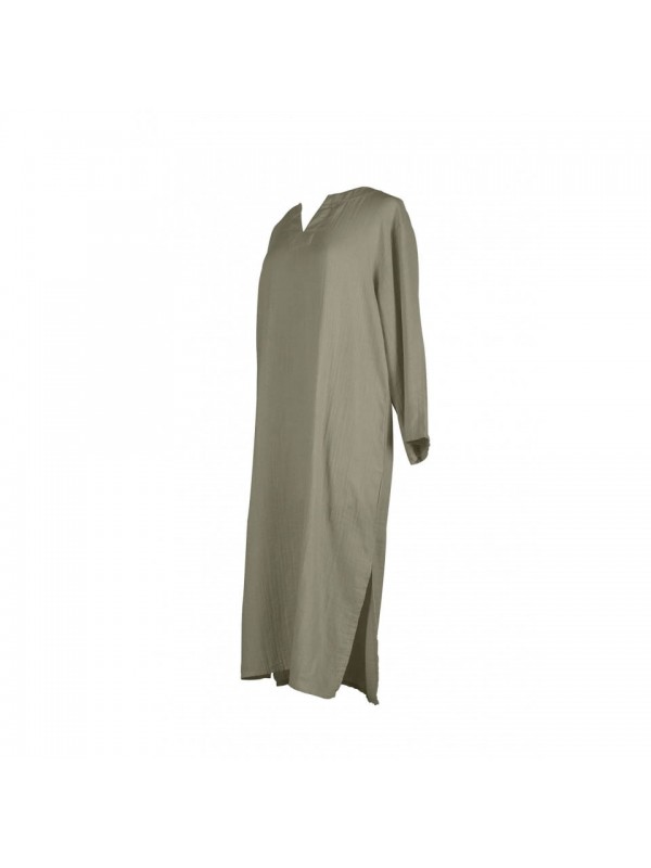 Tunique Mykonos Haomy – Double gaze de coton kaki S/M ou L/XL