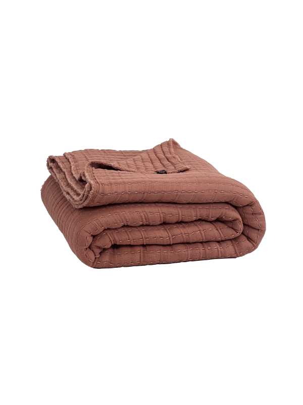 Plaid Tivoli 100% coton 130x200 - Haomy mocaccino