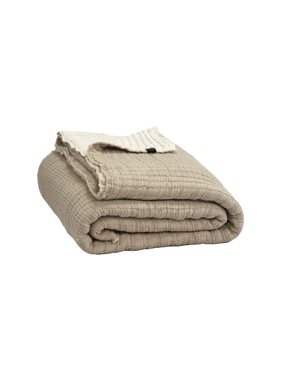 Plaid Tivoli 100% coton 130x200 - Haomy lin ivoire
