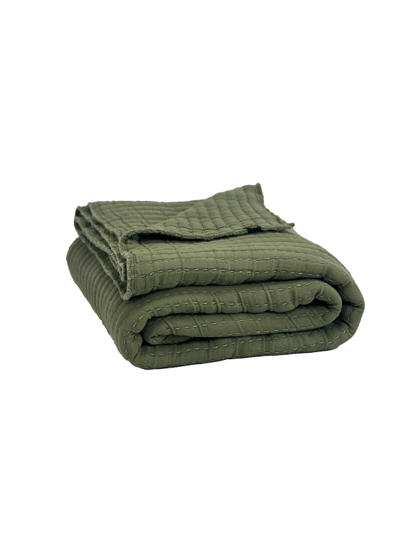 Plaid Tivoli 100% coton 130x200 - Haomy kaki
