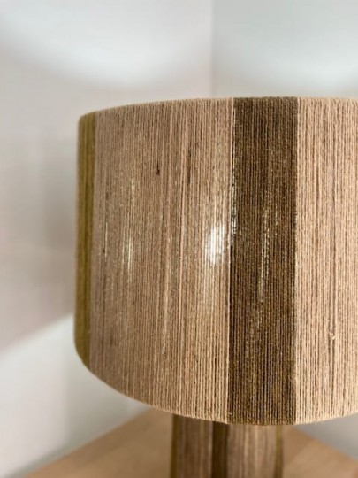 Lampe à poser Ito en corde à rayure beige et vert Athezza