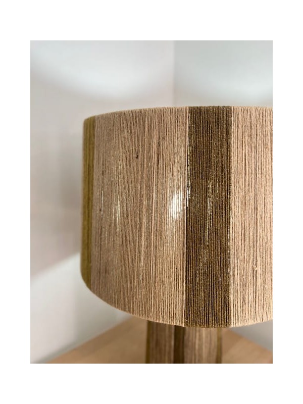 Lampe à poser Ito tissé en corde à rayure beige et vert Athezza